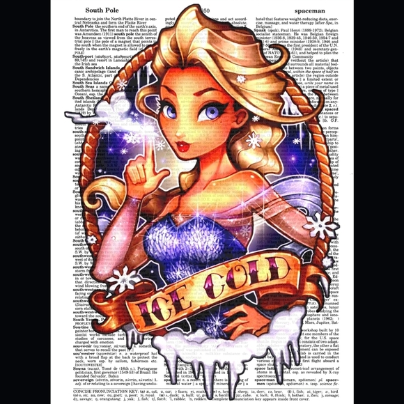 Frozen Elsa Disney Princess Pinup Dictionary Art Print - Picture 1 of 5